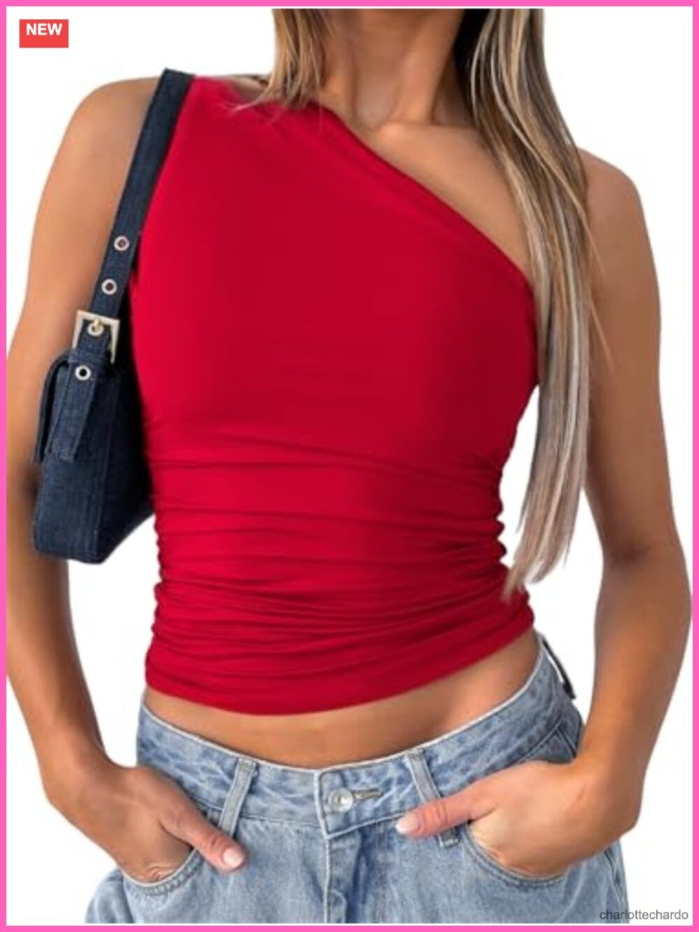 One Shoulder Crop Tank Top Slim Fit Sleeveless Y2k Cute Going Out Top